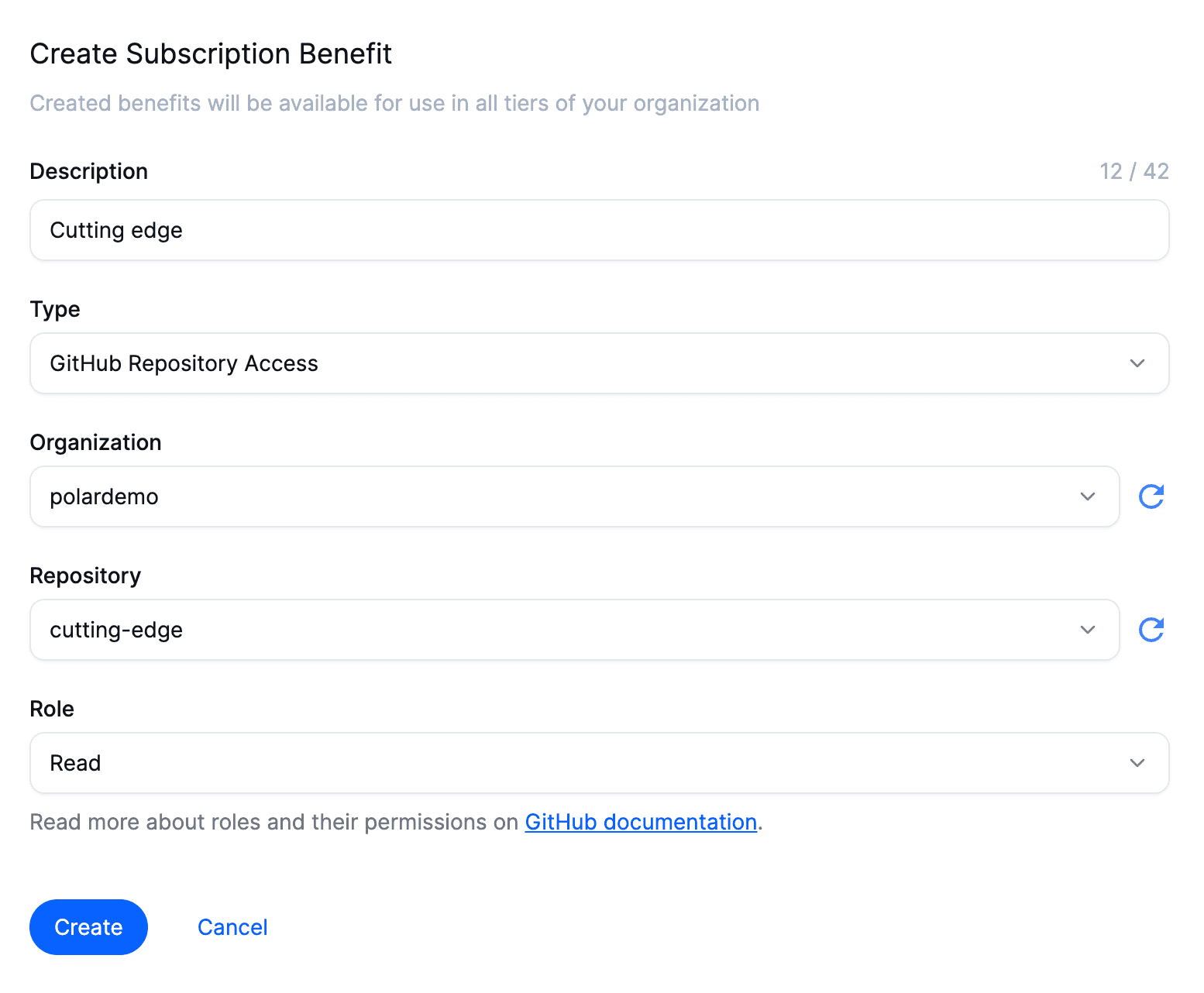 Select repository & role